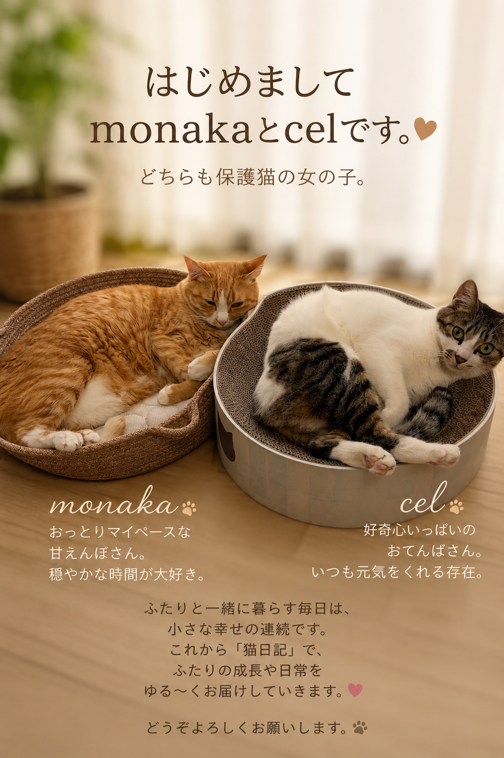 はじめまして、monakaとcelです